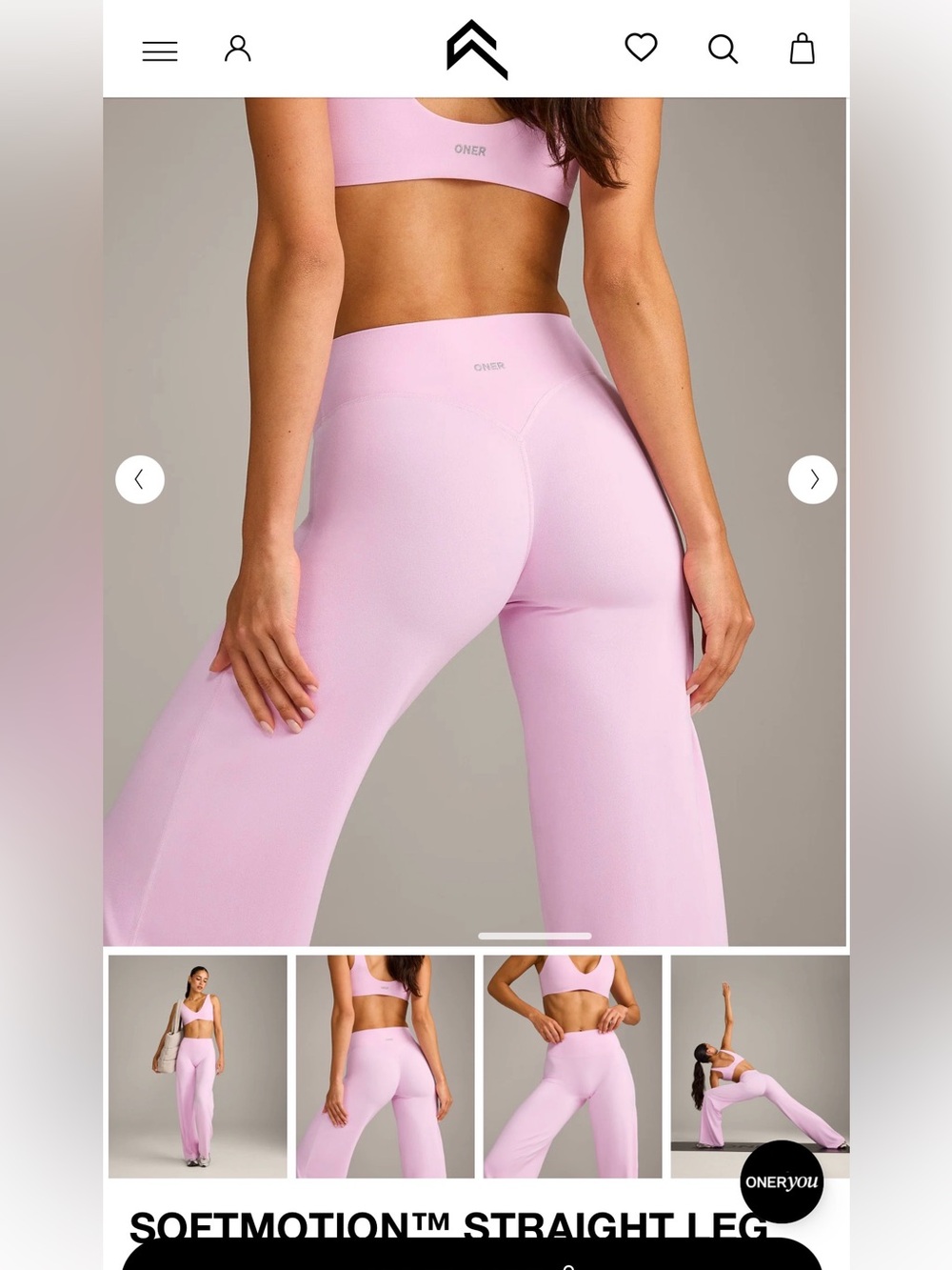 ONER ACTIVE SOFT MOTION STRAIGHT LEG PANTS - CHALK PINK - Picture 2 of 5